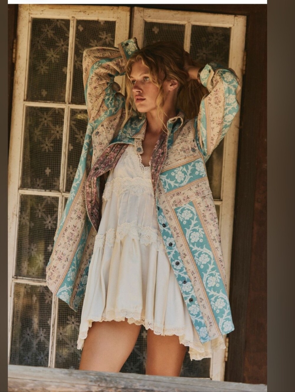 NWOT We The Free Wonderland Fog Jacquard Shirt Blue Combo - Picture 3 of 16
